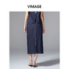 VIMAGE纬漫纪复古高腰可拆腰绳侧面大口袋设计牛仔半裙V2406102 商品缩略图4