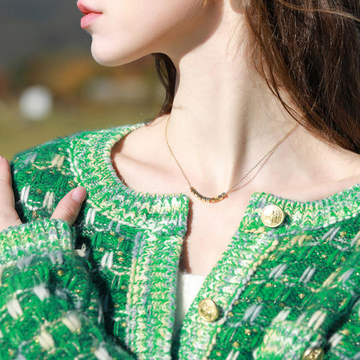 三彩2025新款小方块项链镀金色锁骨链方糖颈链可调节简约个性女 商品图1