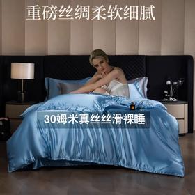 重磅真丝30姆桑蚕丝真丝三四件套双面丝绸裸睡被套冰丝天丝春夏秋