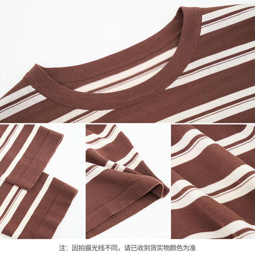 【商场同款】CNK5869 “轻薄醋纤条纹针织” 软糯舒适咖色条纹宽松毛衫 商品图2