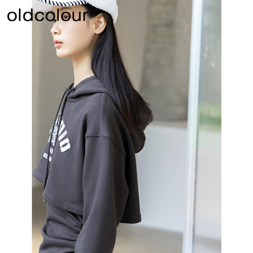 oldcolour秋季新款甜酷风字母印花连帽卫衣两件套连衣裙P381006A1 商品图1
