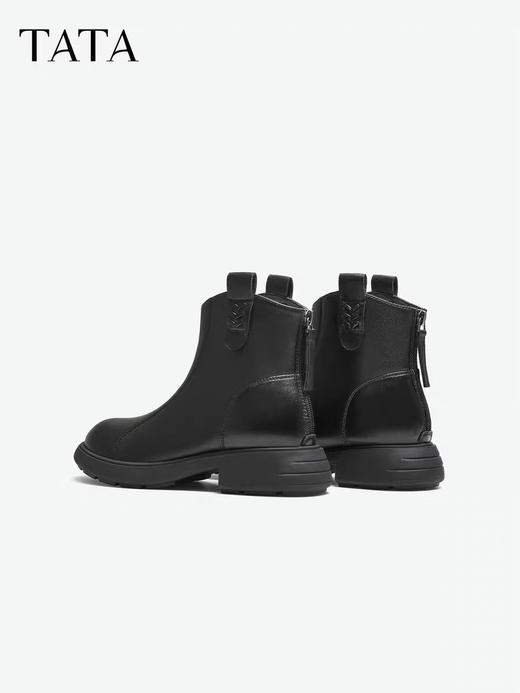 【云粉节】BF楼TATA他她奶皮靴子2025秋英伦时装靴短筒厚底真皮粗跟短靴CF801DD5吊牌价1099 商品图2