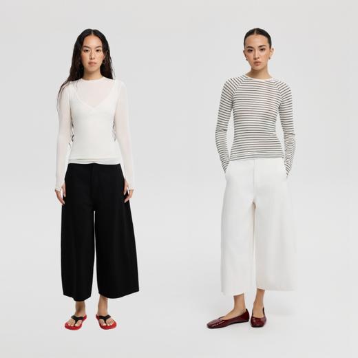 oneup无腰头阔腿九分牛仔裤 商品图4