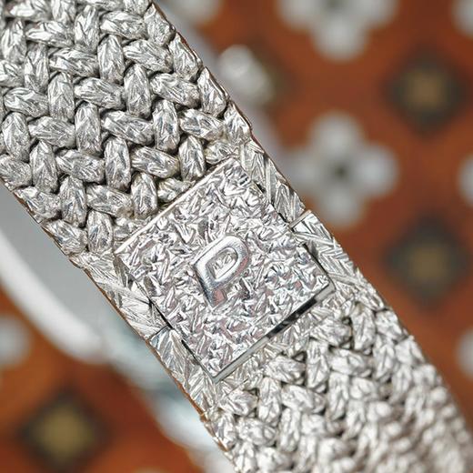 独角鹿西洋古董瑞士出品18K白金青金石钻石表盘女士腕表古董珠宝 商品图4