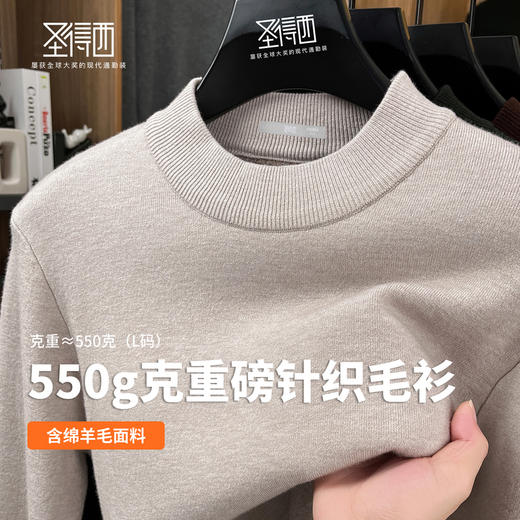 【含绵羊毛】圣得西羊毛混纺针织衫2025秋新款素雅百搭耐穿毛衣男 商品图3