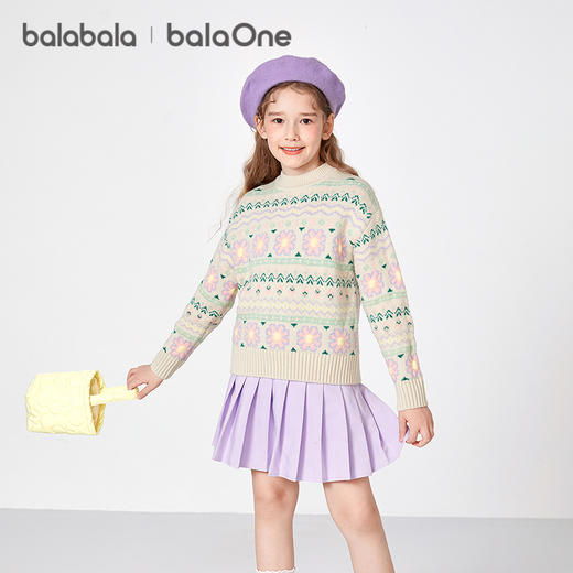 巴拉巴拉balaOne童装女童毛衫儿童2025冬季新款毛衣花朵提花甜美 商品图0