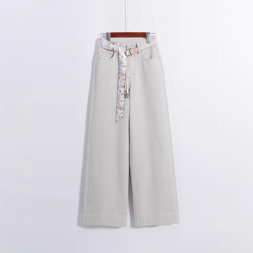 「自」全新升级【铂金会员174/天猫229/差价55】(42554)洛诗琳知性优雅轻奢直筒裤2025早秋阔设计感腰带阔腿牛仔裤 商品图4