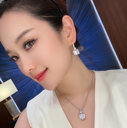 GAONAS 925银合成锆石耳饰 恒久风范经典阿斯切白色耳环11068EW 商品图5