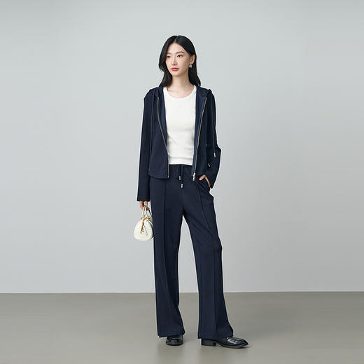 NEELLY纳俪商场同款秋季新款简约百搭阔腿裤女垂感显瘦直筒长裤N25084H03313 商品图3