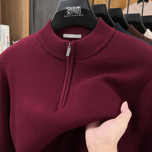 【含绵羊毛】圣得西男半高拉链毛衫2025秋新款百搭商务休闲毛衣 商品图12