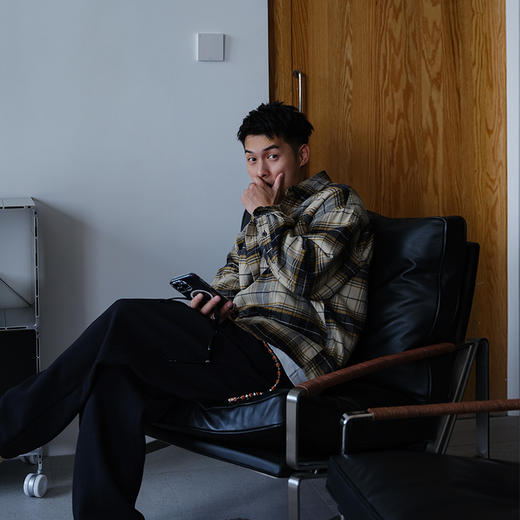 徐太浪撞色格子长袖衬衫男2025新款秋季设计感小众大码衬衣外套潮 商品图3