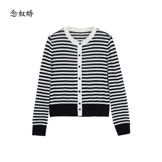 【商场同款】CNR5866 “氧气开衫” 棉麻混纺黑白条纹开衫 轻盈呼吸感 多季可穿 商品图7