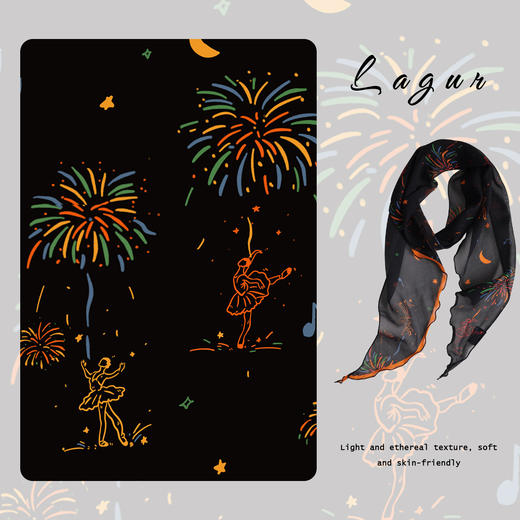 「夜空绽放·烟花」100%真丝细窄薄款围巾长条丝巾腰带女职场通勤 商品图2