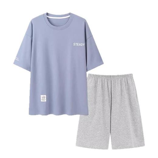 凉感睡衣男款夏薄款冰丝夏天圆领简约纯色短袖短裤男士家居服套装 商品图4