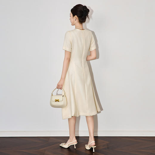 「高货wl」全新升级【铂金会员358/天猫479/差价121】(51450)洛诗琳法式优雅通勤连衣裙2025夏季收腰端庄亚麻连衣裙女 商品图2