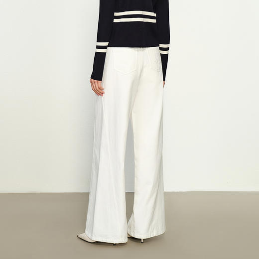 NEELLY纳俪商场同款秋季新款经典白色直筒裤女垂感休闲显瘦长裤N25084H04593 商品图1