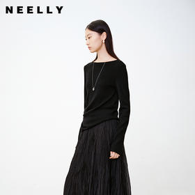 NEELLY纳俪商场同款秋季新款设计感休闲针织衫女简约舒适上衣N25081A01055