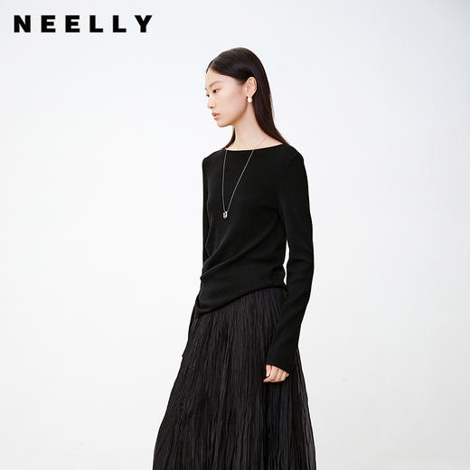 NEELLY纳俪商场同款秋季新款设计感休闲针织衫女简约舒适上衣N25081A01055 商品图0