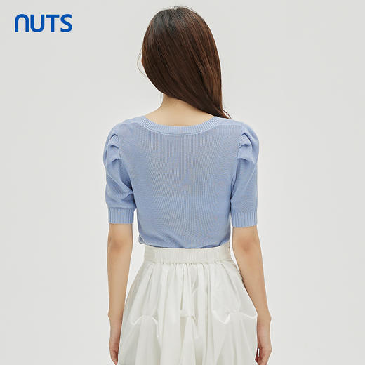 NUTS商场同款秋季蓝色小清新气质方领百搭针织套头衫女332052142 商品图4