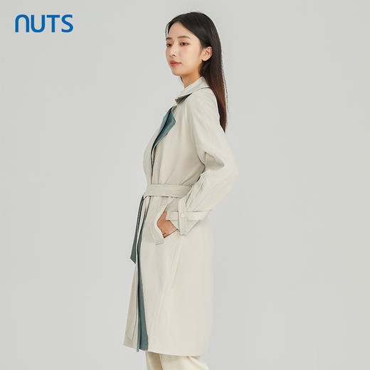 NUTS商场同款春秋款纯色时尚气质中长款风衣外套女314047092B 商品图2