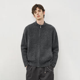 714street立领竖纹毛衣开衫2025秋冬情侣款老钱风穿搭针织外套男