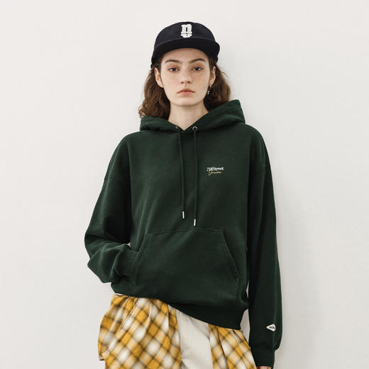 714street美式复古印花加绒连帽卫衣男2025秋冬款情侣装宽松帽衫 商品图2