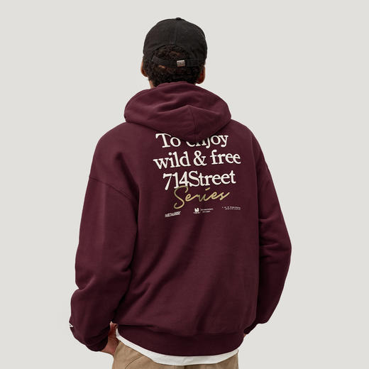 714street美式复古印花加绒连帽卫衣男2025秋冬款情侣装宽松帽衫 商品图1