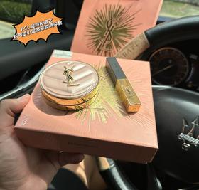 D081418金粉礼盒之限定B10粉皮革气垫小金条1966口红彩妆两件套