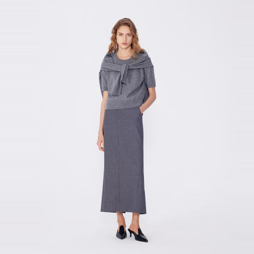 NEELLY纳俪商场同款秋新款绵羊毛通勤灰色两件套针织衫女软糯上衣N25084A04578 商品图2