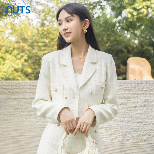 NUTS商场同款秋季简约白色小香风外套女气质时髦短外套女4320401A1 商品图0