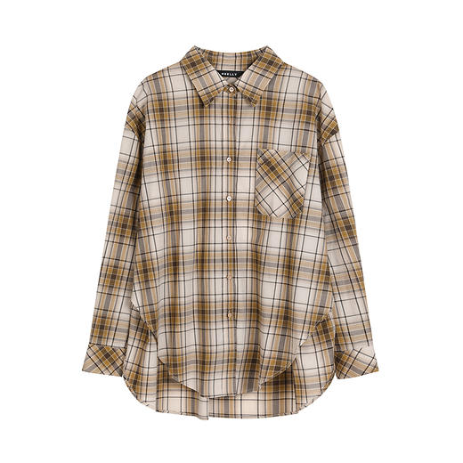 NEELLY纳俪商场同款秋季新款复古休闲格纹长袖衬衫女通勤宽松外套N25081B01061 商品图3