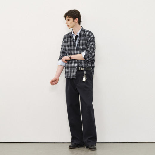 714street复古拉毛绒感格子衬衫男2025秋冬国潮情侣长袖衬衣外套 商品图0