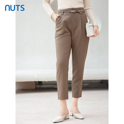 NUTS商场同款秋季宽松直筒显瘦纯色简约九分休闲裤女4390702A1 商品图3