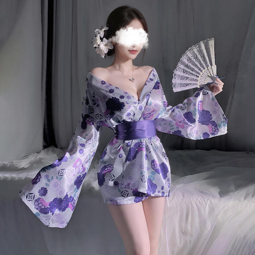 霏慕 樱花绘卷の诗意剪影和服ZY79 情趣内衣性感纯欲日式樱花和服火辣角色扮演睡衣情趣制服 商品图2