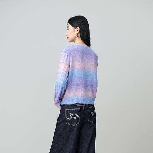 NEELLY纳俪商场同款秋季新款时尚渐变显白针织开衫女百搭休闲上衣N25084A04421 商品图1