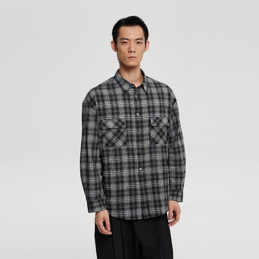 oneup轻薄格子口袋宽松衬衫 商品图1