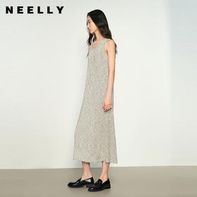 NEELLY纳俪商场同款秋季新款清爽无袖U领背心长裙女优雅休闲A字裙N25084Y04597
