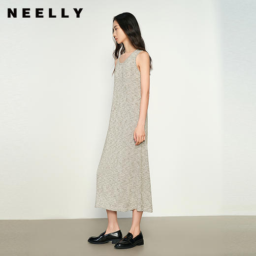 NEELLY纳俪商场同款秋季新款清爽无袖U领背心长裙女优雅休闲A字裙N25084Y04597 商品图0
