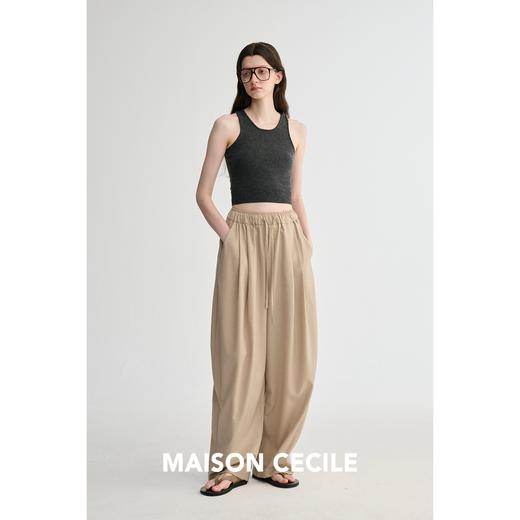 MAISON CECILE 两色/复古慵懒春秋百搭松紧腰精纺羊毛气球裤 商品图3