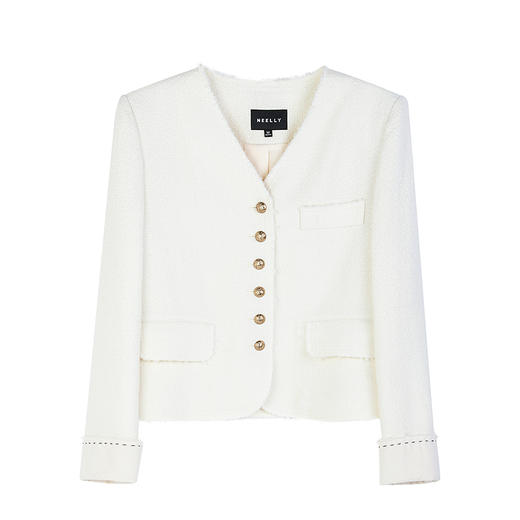 NEELLY纳俪商场同款秋季新款气质小香风短外套女百搭圆领上衣N25084C04608 商品图3