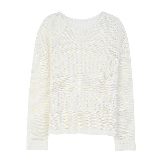 NEELLY纳俪商场同款秋季新款设计感随性休闲镂空长袖针织衫女毛衣N25084A04598 商品图3