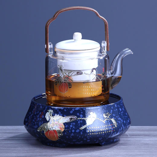 微哲明丨柿柿如意 窑变陶瓷 茶道电陶炉 1000W 宝蓝圆型/白色方型 不含壶 商品图1