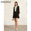 oldcolour夏季新款黑色高级设计感拼接宽松长袖连衣裙女P321008A1 商品缩略图3
