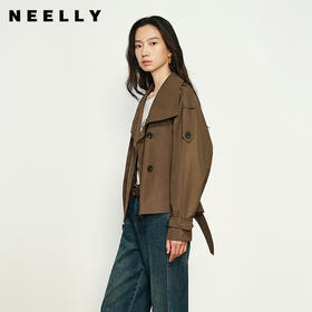 NEELLY纳俪商场同款秋新款短款通勤风衣外套女休闲翻领气质上衣女N25084F04610