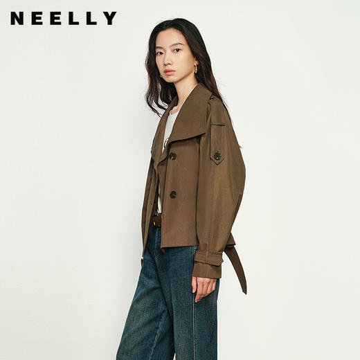 NEELLY纳俪商场同款秋新款短款通勤风衣外套女休闲翻领气质上衣女N25084F04610 商品图0