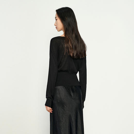 NEELLY纳俪商场同款秋季新款圆领设计感针织衫女质感百搭上衣N25084A04586 商品图1