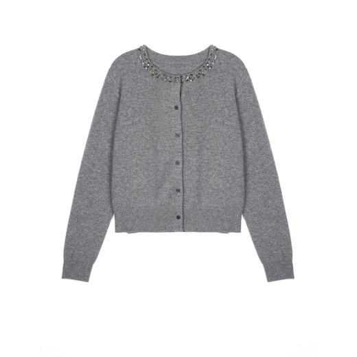 NEELLY纳俪商场同款秋新款绵羊毛通勤灰色两件套针织衫女软糯上衣N25084A04578 商品图3