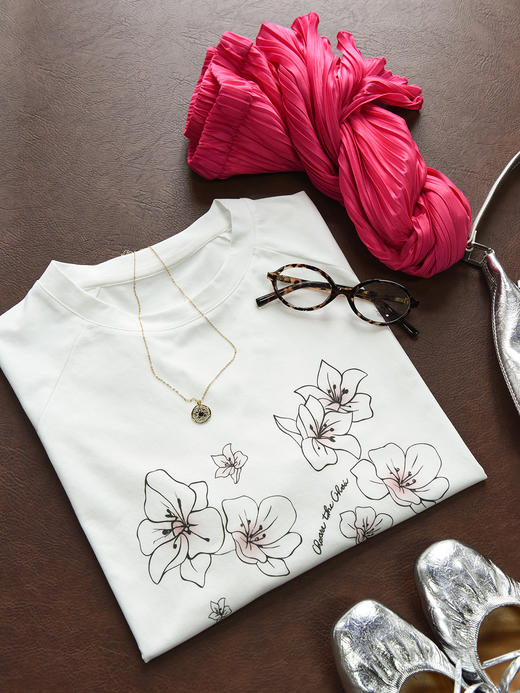 新款露思同款手绘勾花朵长袖圆领棉T 商品图7