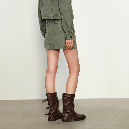 NEELLY纳俪商场同款秋季新款复古牛仔显白高腰短裙女简约A字裙N25084E04589 商品图1