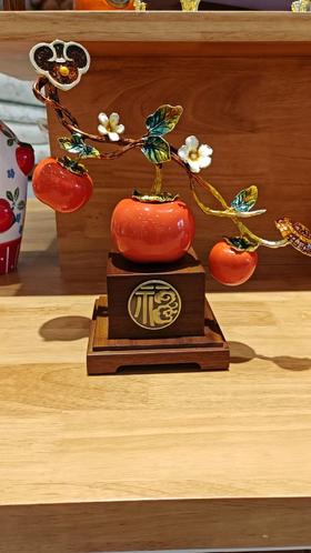 摆件柿子摆件好事连连接8*28CM